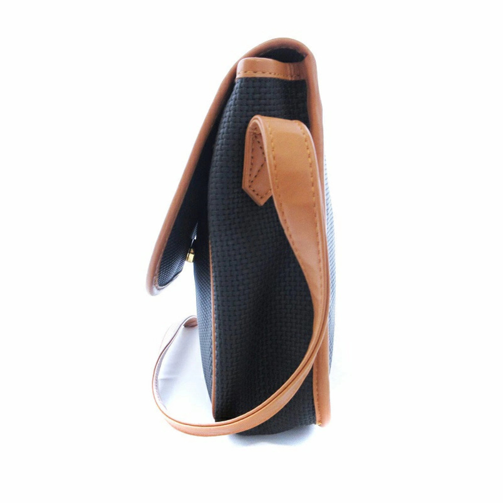 Saint Laurent Yves Shoulder Bag Flap Leather Trim Hobo Navy Blue